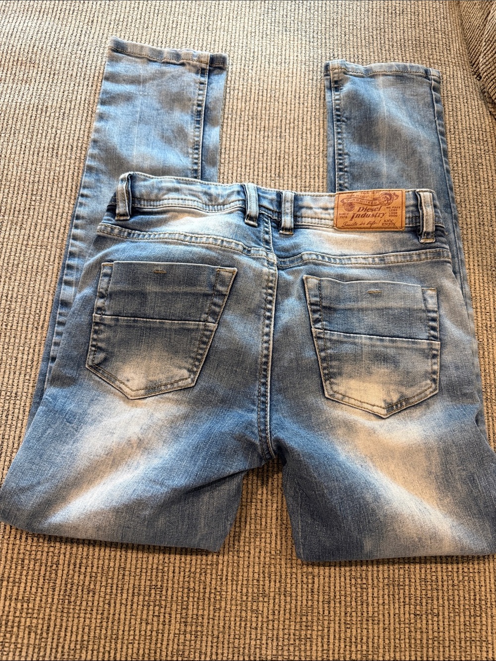 Diesel Light Blue Washed Kid Thanaz J US Skinny Jeans Washed Distressed Patch 10